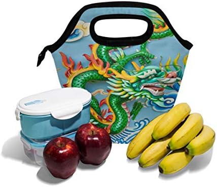 Alaza izolovana torba za ručak Freezable Lunch Box za djecu žene djevojčice dječaci i muškarci, Green Dragon