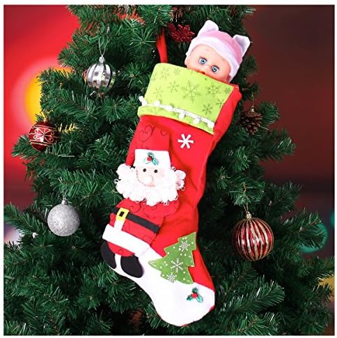 Joiedomi 4 pakete 18 Božićne čarape, 3D plišane torbe za poklon i tretman za porodične ukrase Viseći