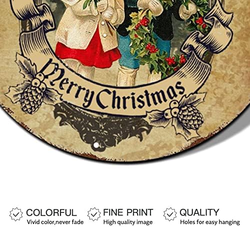 Snjegović božićni vijenac potpisuje viktorijanski stil okrugli metalni limenki znak božićne ukrase vidjevi vinac za uteme za dvorište vrtni bar dekor za kavu 9 inčni