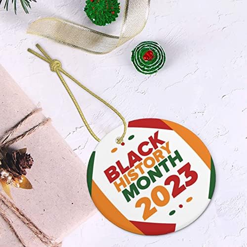 Božić Ornament Black History Mjesec 2023 okrugli keramički ornamenti za zatvoreni Kreativni