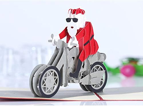 HovicO festivan božićni pop up karton, sa 3D zanimljivim snjegovinskim motociklom, božićnim