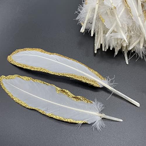Sowder Zlatna guska perje 6-8inch za zabavu,vjenčanje, ukras zanat,oprema za odjeću paket od 50