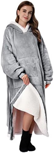Caromio dugi nosit će preveliki super topla sherpa flanel dukserica pokrivač s kapuljačom s kapuljačom od runa za odrasle