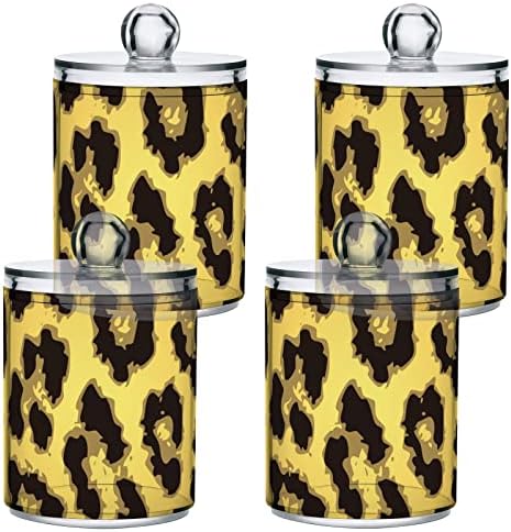 Umiriko Leopard Qtip Držač za pamučne briseve sa poklopcima 2 pakovanja, apoteka za pamučnu kuglicu