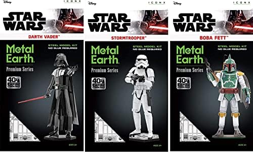 Metal Earth Premium serija 3D metalni modeli kompleti Star Wars Set 3 - Darth Vader - Stormtrooper-Boba