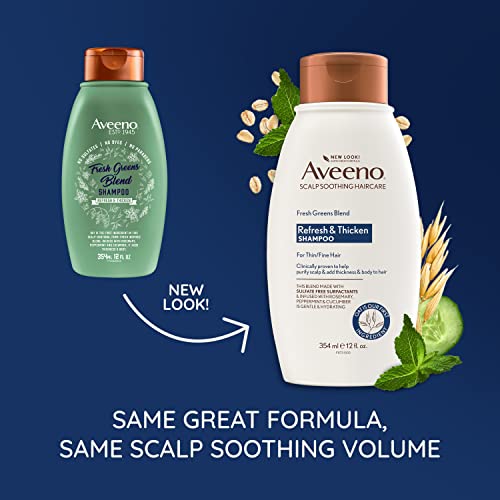 Aveeno, svježe zelje miješa šampon bez sulfata s ruzmarinom, pepermint & amp; krastavac za zgušnjavanje