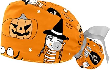 2 kom. Pumpkin Ghost Halloween Chich CAPS Žene Duga kosa Podesiva kravata za leđa lubanje Jedna veličina Poklopac za radnoj glavi