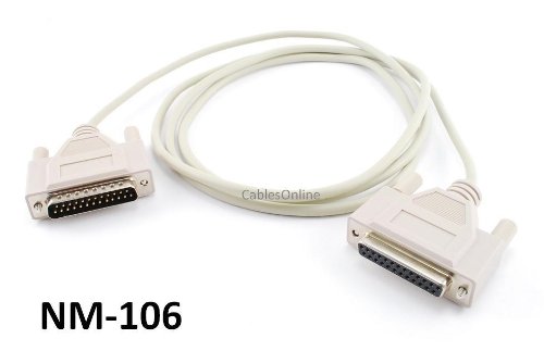 CablesOnline 6ft null modem db25 muški za ženski kabl za prijenos podataka