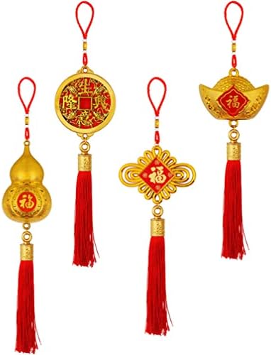 4pcs kineska novogodišnja ukras Tradicionalni kineski novogodišnji privjesci Zodijak Yuanbao Lucky