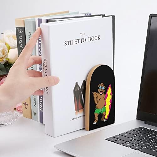 Crtani medvjed sa drvetom za surfanje Bookends teški držači knjiga za police ukrasni krajevi knjiga
