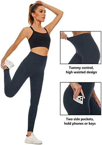Taydey ženske visokog struka joge s džepovima sa džepovima, Tummy Control Workout Atletic Vožnja