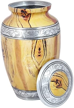 Hind Handicrafts Cvjetni srebrni urezani kremacija urn za ljudski pepeo odrasli - ručno izrađeni