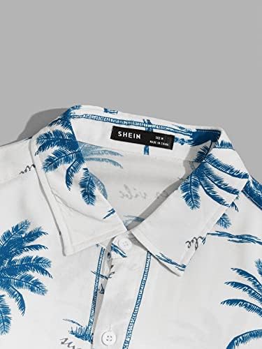 FIOXA Dvije komadne odjeće za muškarce Muška kokosova drveće i slova uzorak majica i kratke hlače