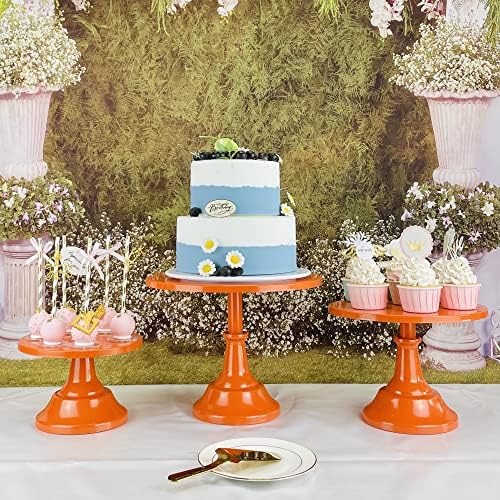 Kerynice 3 komada narančasti stalci Set Metalni cupcake pijedestalni stol za stol za desert sa