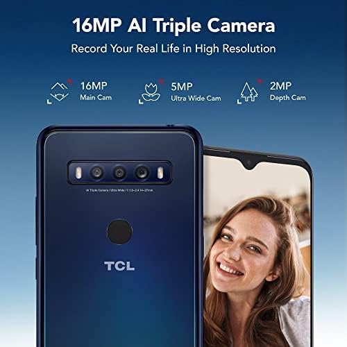 TCL 10 SE otključani Android pametni telefon, 6,52 V-notch displej, američka verzija mobitela sa 16 MP AI Trostruka kamera 4GB + 64GB, 4000mAh baterija brzog punjenja, polarna noć