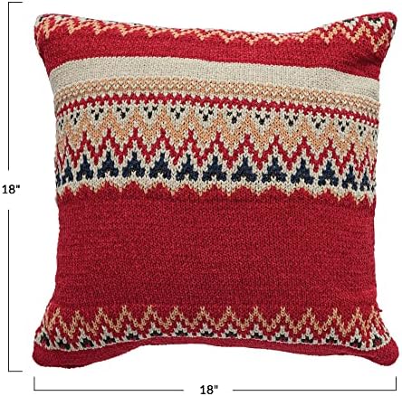 Creative Co-op 18 Kvadratni pamučni pleteni kenilni jastuk W / uzorak, više boja