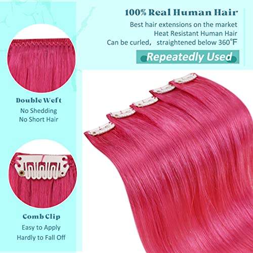 [Uštedite 18% novo lansirano] obojena kopča u ekstenzijama za kosu prava ljudska kosa vruće Ružičasta