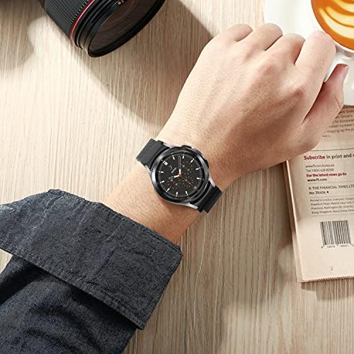 2 pakovanja bez Gap metalnih traka kompatibilnih sa Samsung Galaxy Watch 5/Watch 5 Pro/Galaxy Watch 4 40mm 44mm/Galaxy Watch 4 Classic 42mm 44mm, Milanska nehrđajuća magnetna traka za muškarce žene, crna / srebrna