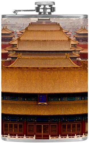 Hip tikvica za tečnost od nerđajućeg čelika nepropusna sa lijevkom 7.7 Oz kožna navlaka odlična poklon ideja tikvica-Zabranjeni grad Peking