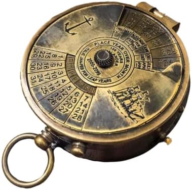Kompas antikvitetni nautički vintage ručno rađeni mesingani kompas 100 godina kalendarski kožni