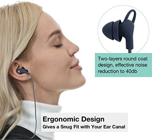 Bluedio Ne Pro Tihi uši za smanjenje buke - Super mekana, zakrada za višekratnu sluhu u fleksibilnom silikonu za spavanje, osjetljivost na buku i letove - 40db Otkazivanje buke - crno