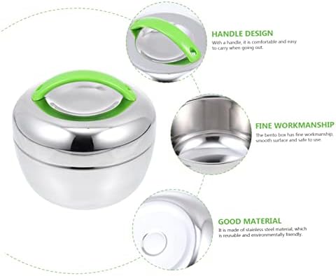 UPKOCH 4 sets Steel Storage with Green Bowl Insulated Container for Snack Handhold Kids Case Stainless
