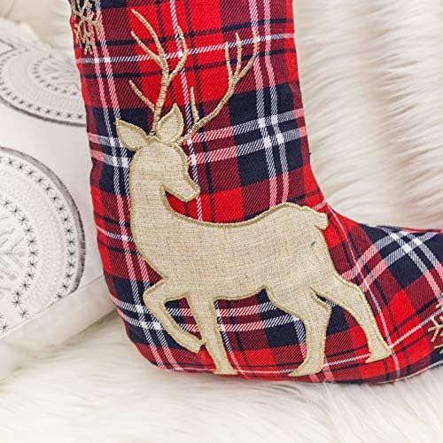Domaća ugodna 20 Božićna čarapa, snjegović crveno-bijelo veliko vezeno Classic Xmas Sock Holiday Decoration