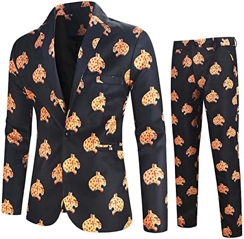 Muška moda Print PRINT sim odijela Slim Fit Tuxedo Jacket & Hlače postavljaju skraćeno ovratnik jedno
