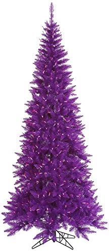 Vickerman 4.5 'ljubičasta vitko umjetno božinsko drvo, ljubičaste dura-lit žarulje - lažno jele božićno drvce - sezonski unutarnji kućni dekor