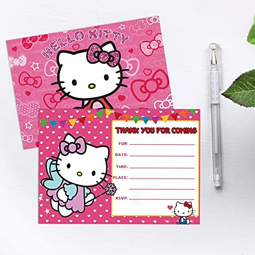 16pcs crtani ružičasti mačke za rođendanske pozivnice za dječje djevojke favoriziraju rođendansku
