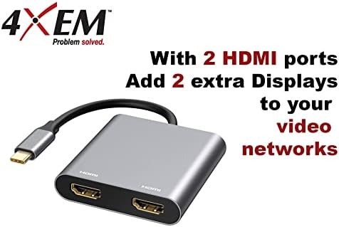 4xEM- USB-C do dual HDMI adapter USB Type-C do HDMI HUB Podjela 4K @ 60Hz Kompatibilan sa MacBook-om, Dell,