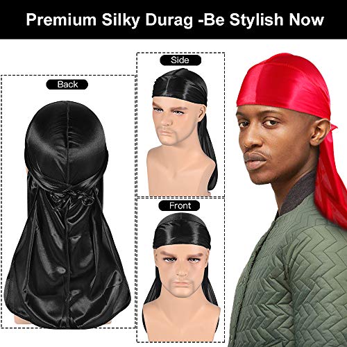 3pcs Silky Durag sa valnom četkom za muškarce 360, zakrivljene komplete četkice za srednje / tvrdu kosu,