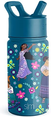 Jednostavna moderna Disney Encanto boca za vodu sa slamnatim poklopcem | izolovana čaša od nerđajućeg čelika