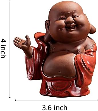 Wononsoon ručno pušičana glina Maitreya Figurine keramički sitni simpatični smijeh Buddha Statua Monk