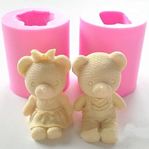 Liuranqiso 2pcs 3D Slatka medvjed dječak djevojka silikonski sapun molki fondant torta ukrasi alati za kolač od