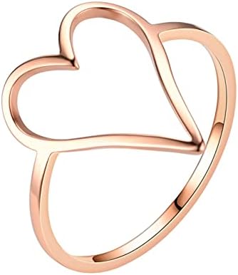 Titanium čelični prsten u obliku srca Ženski obični prsten ne gubi u boji od nehrđajućeg čelika