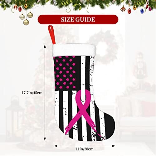 CustodWarf ružičasta vrpca za dojku Flag Christma čarape Xmas Dekoracije za božićne čarape za Xmas Holiday