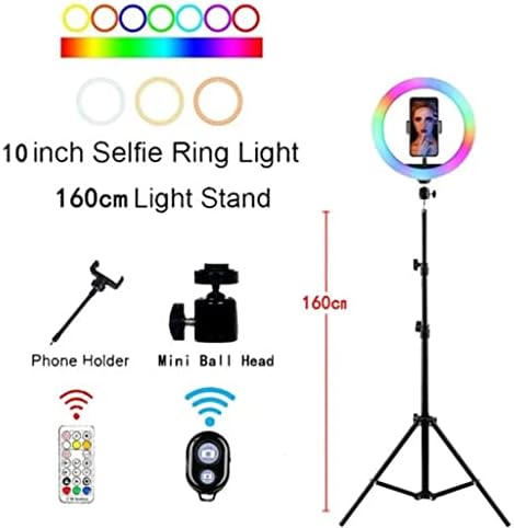 LEPSJGC 10 RGB Selfie Ring Light Circle LED lampica zatamnjena lampica Video Trepied Makeup Photography sa udaljenim stativnim stativom