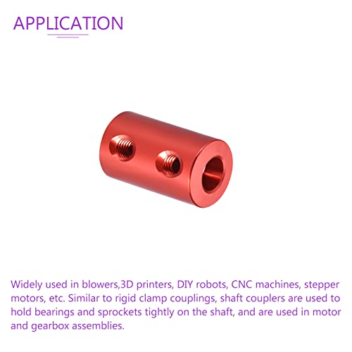 Dmiotech 2 pakovanje 6-6 mm provrta l20xd12 kruta spojnica spojnog spojnog spojnog spojnog konektora W vijci aluminijski aluminijski konektor za osovinu motora za 3D pisač crveni