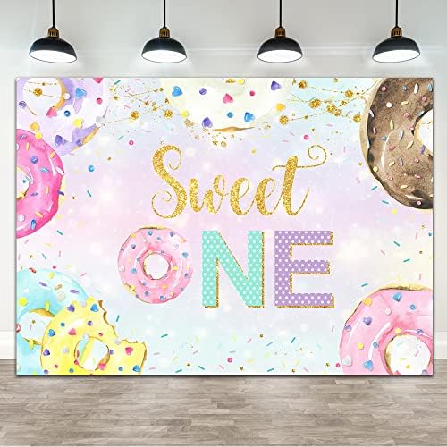 Ticuenicoa 7×5ft Donut Sweet one Backdrop Glitter Pink zid djevojke 1st Rođendanska zabava Banner dekoracije