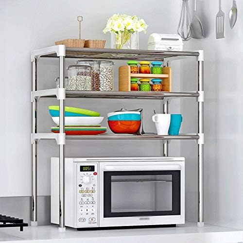 Xjjzs 3-tier mikrovalna pećnica nosač kuhinja začina začina organizator kuhinja spremnik za skladištenje