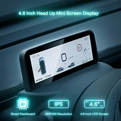 Tesla 4.6 '' head up ultra mini ekran za model 3 / y, ugrađeni dizajn HUD nadzorničani tablica za nadzornu