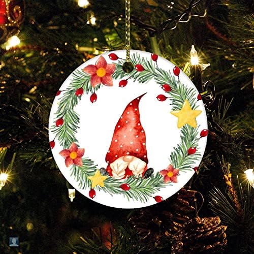 Božićni gnome vijenac božićni ukrasi ukrasa 2022 botanički vijenac Božićni ukrasi s dva strana tiskani