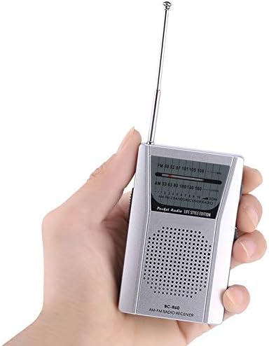 Mini džepni Radio, univerzalni Mini prenosivi prijemnik visokih performansi FM / AM Radio sa teleskopskom antenom ugrađenim zvučnikom, srebro