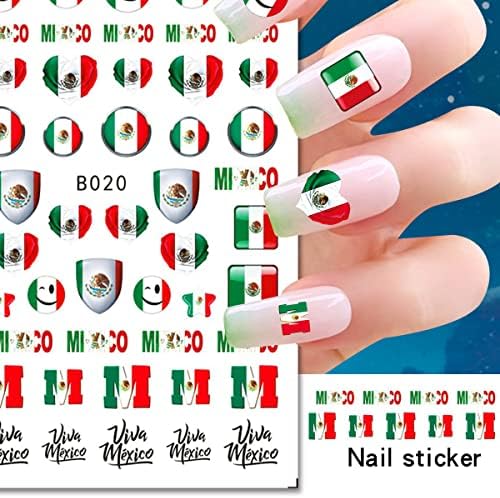 Naljepnice za nokte sa 6 listova Meksička Zastava naljepnice za umjetnost noktiju naljepnice 3d