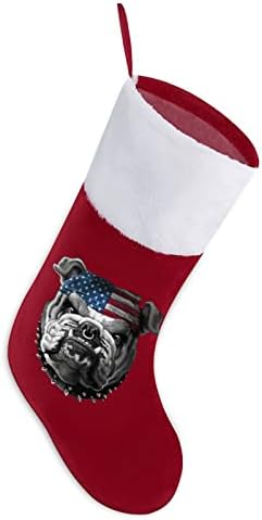 Američka zastava Buldog Božićni viseći čarape za čarape za Xmas Tree Kamin za odmor Kućni kućni