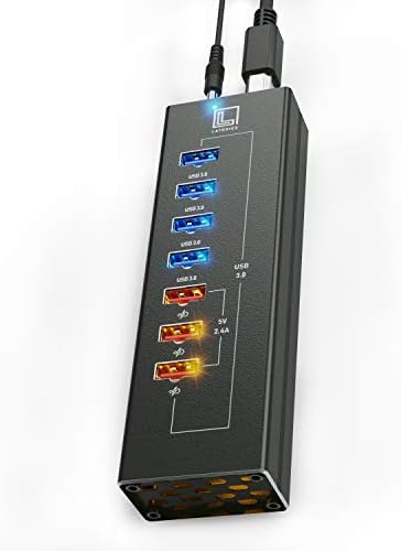 Sladić USB Hub-multi-Port USB Hub sa 7 USB 3.0 portova, 3 USB 3 portovi za brzo punjenje, sa kablovima