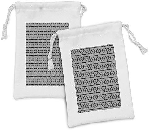 Ambesonne apstraktna torba za tkaninu od 2, futuristička ilustracija zamrznih zvezda nadahnuta formacija, male torbe za vuču za toaletne potrepštine maske i usluge, 9 x 6, tamno siva i bijela