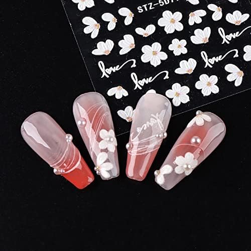 Diduikalor Spring Nail Art naljepnice akril 5D naljepnice za nokte Nails Art Supplies Gradient Pink bijeli