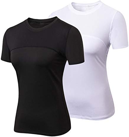 Ženska košulja za vježbanje suho fit s kratkim rukavima Sportski kompresijski vrhovi vlage Wicking atletski majice